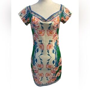 Flying Tomato Bodycon Mini Dress Size L Tropical Floral Summer Vacation Dress